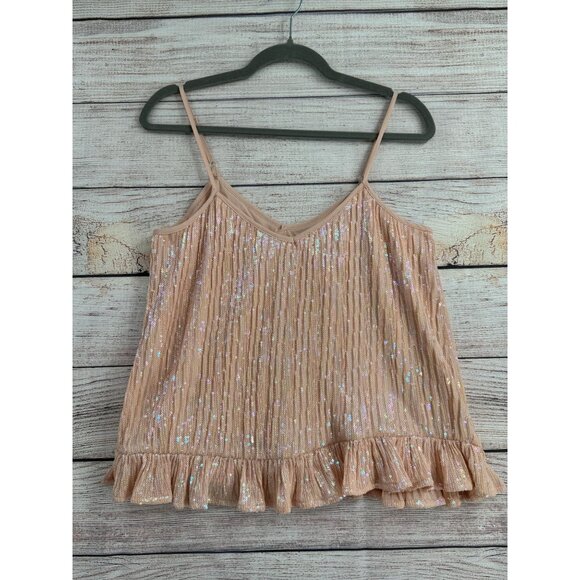 Anthropologie Tops - Sequin Embellished Pink Cami Top